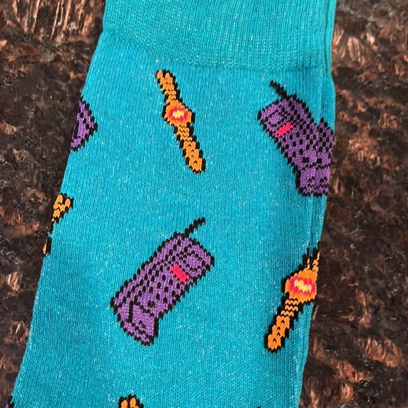 Men’s 6 Pairs Of Crazy Crew Socks Bright Colors With Printed Objects - Picture 4 of 10